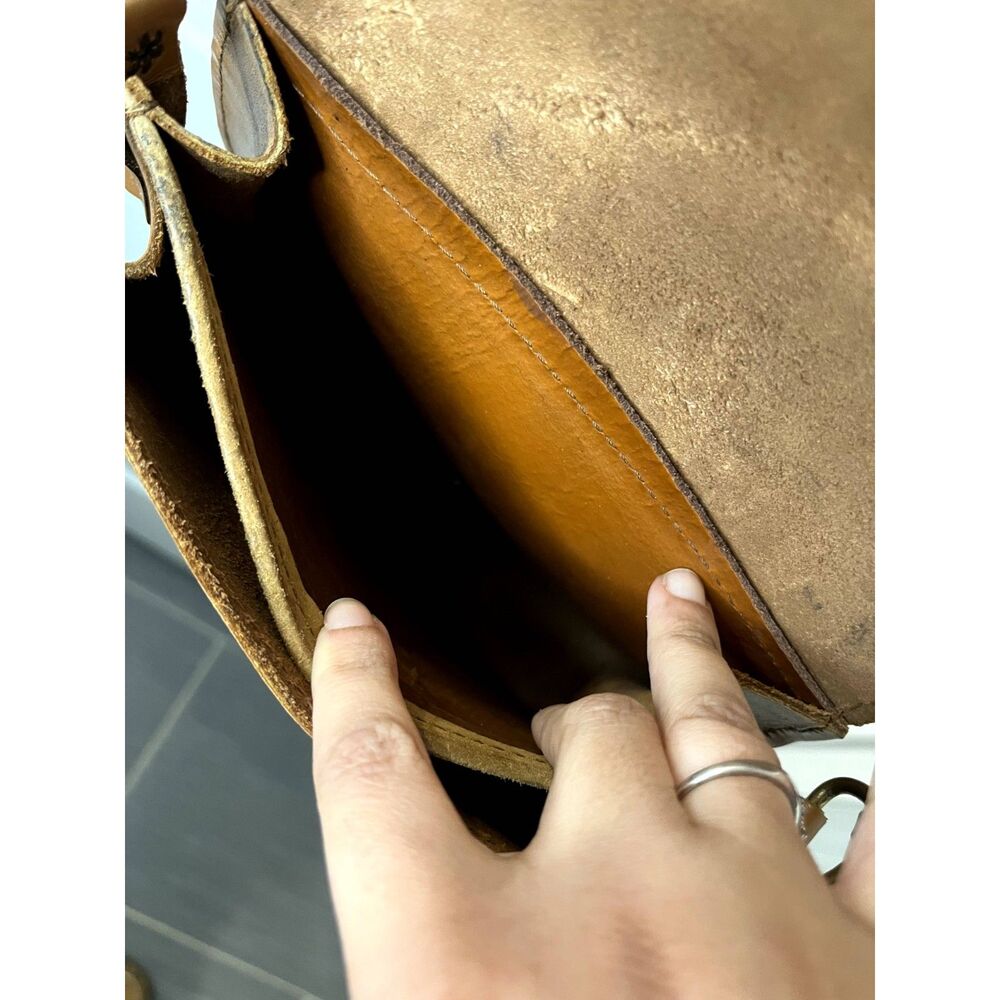Brown Small Leather Crossbody Saddle Bag Made in Greece - Picture 7 of 8